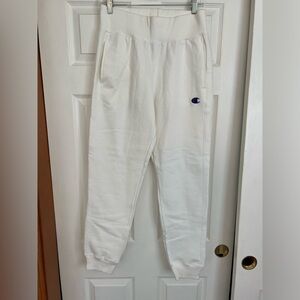 White Champion Reverse Weave Sweatpants